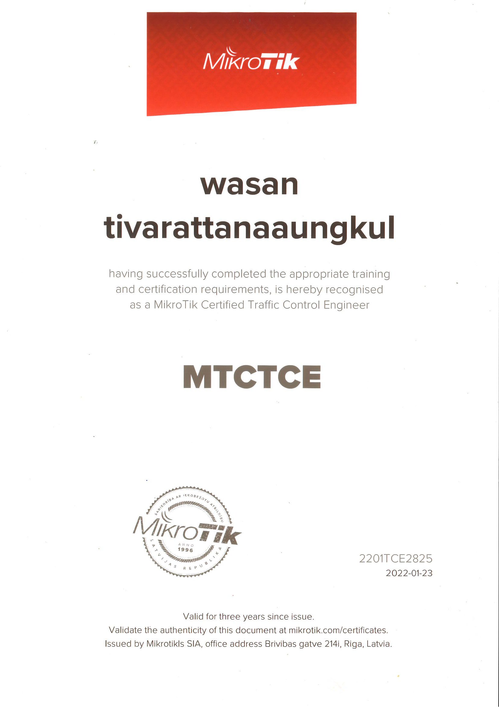 MikroTik Certified Traffic Engineer certificate