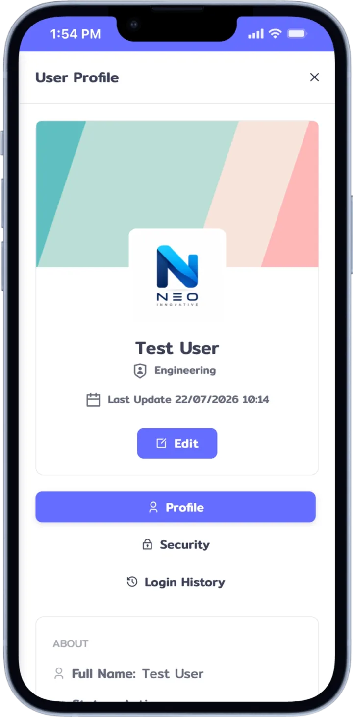 neoAPP mobile application screen 2